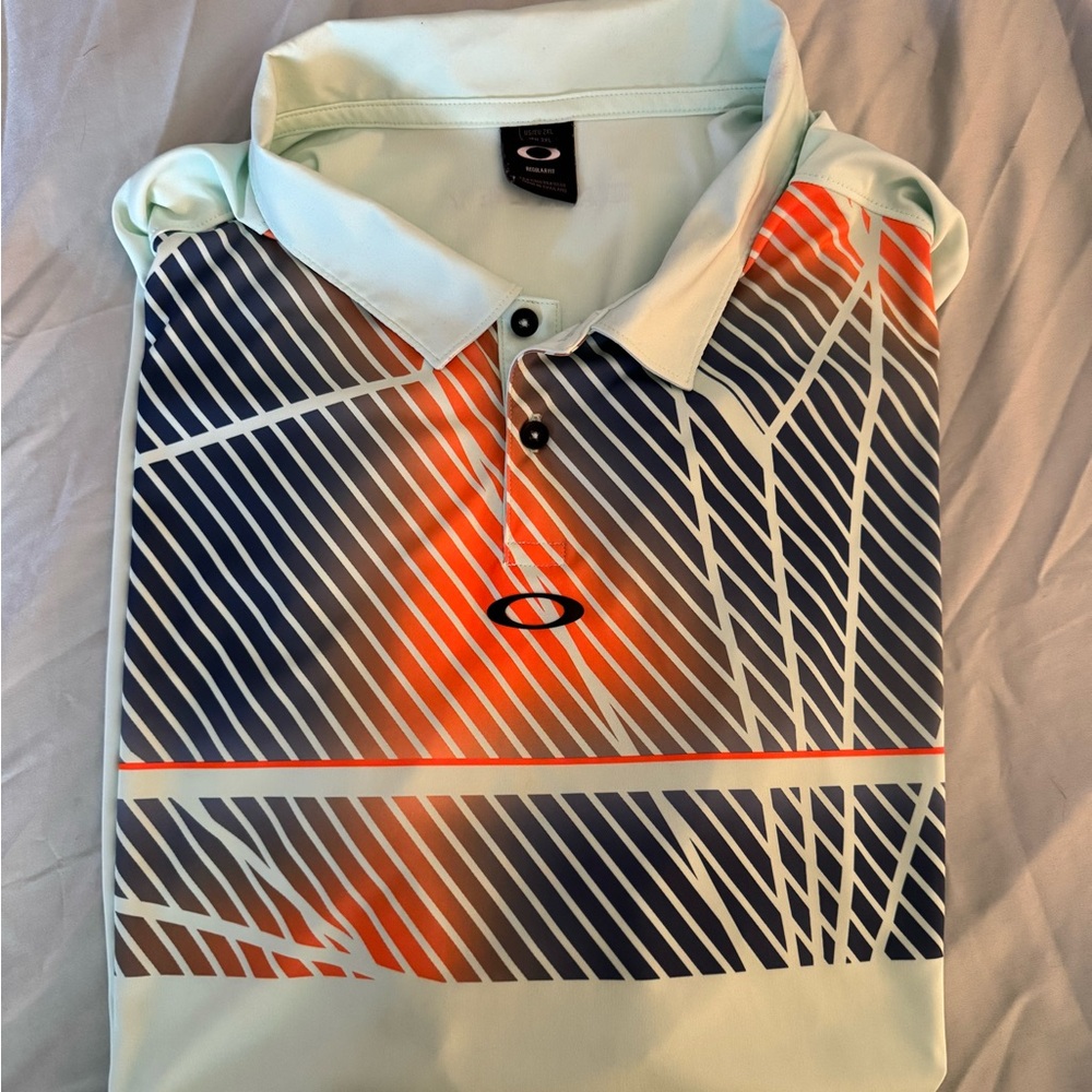 Oakley Men's Polo Shirt - Mint, Navy, Orange